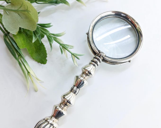 Magnifying glass in sterling silver 925, collectors gift, mens accessory, office gift