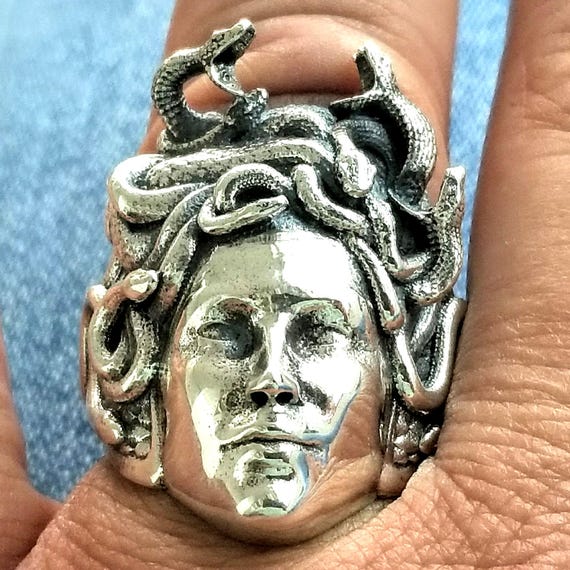 Medusa ring in sterling silver 925, Greek mythological creature, Gorgon jewellery