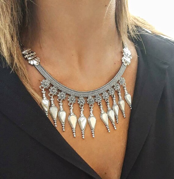 Mother of Pearl Bib Necklace in 