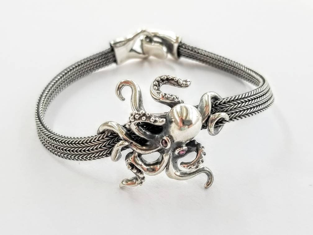 Octopus Bracelet in Solid Sterling Silver 925 Octopus Chain