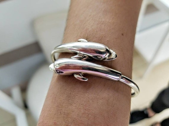 Double Dolphin Bracelet in Sterling Silver 925. - Etsy