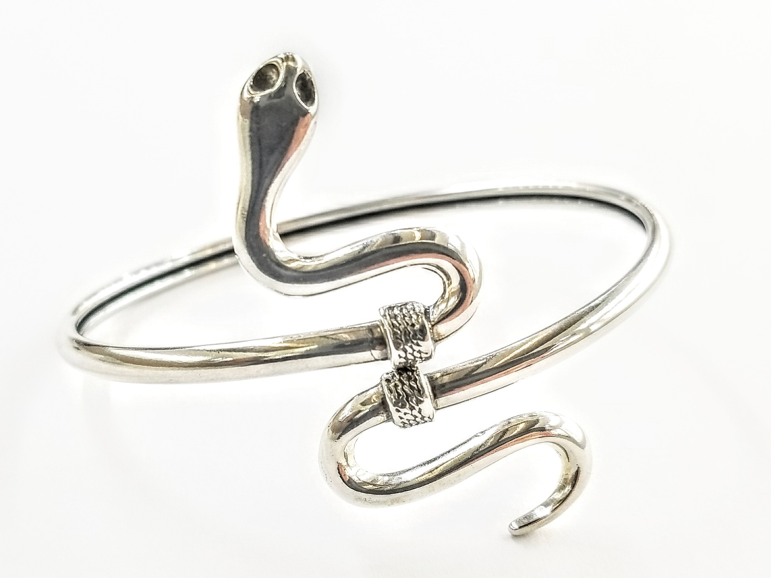 Snake Bangle STERLING SILVER 925 Snake Bracelet Cleopatra Jewelry Arm  Bracelet Talisman Protective Amulet