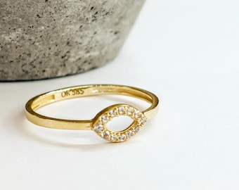 14K gold evil eye ring, dainty protection jewelry