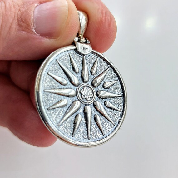 Macedonian Sun Pendant, Sterling Silver 925, Vergina Sun Necklace