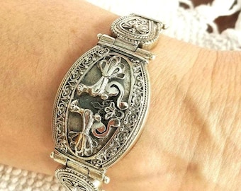 Handmade Sterling Silver Bird Bracelet: Victorian Byzantine Jewelry