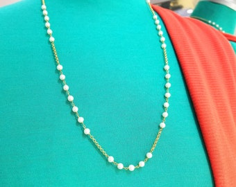 Pearl Elegance: Single Strand Necklace with K14 Gold Chain