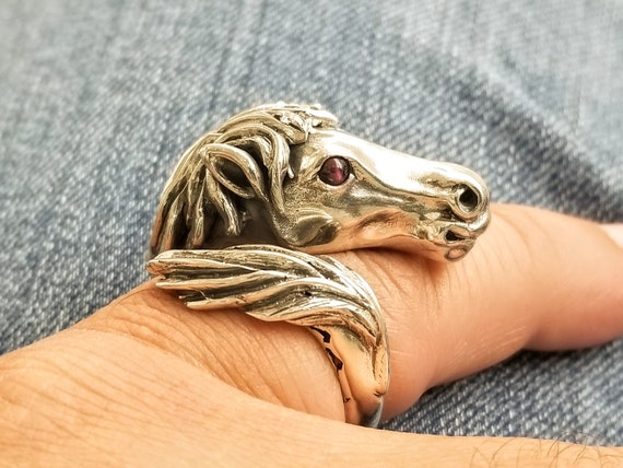 Sterling silver horse ring, equestrian jewelry for horse lovers