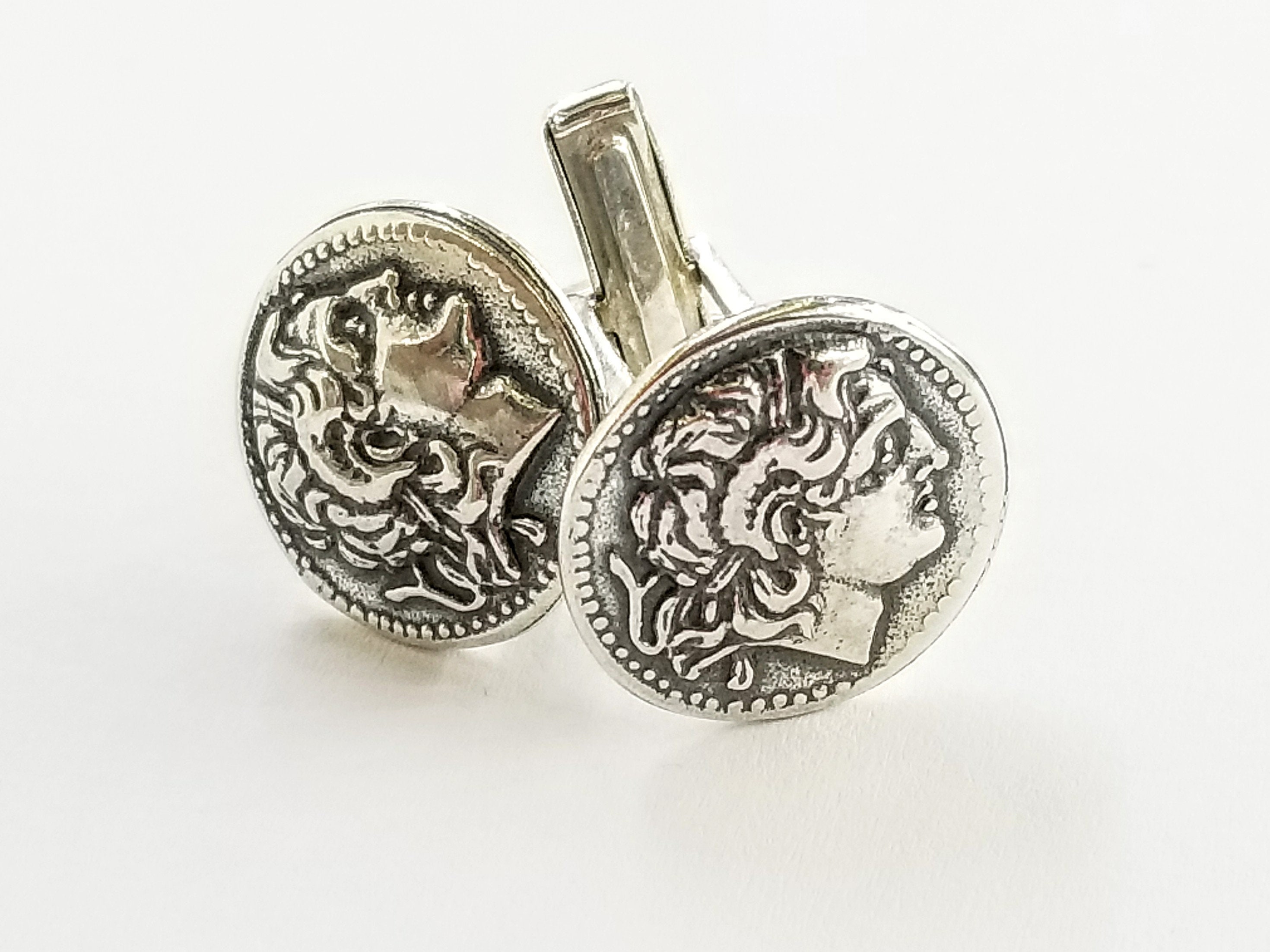 Coin Cufflinks of Alexander the Great in Solid Silver 925 - Etsy
