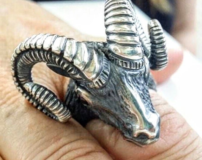 Featured listing image: Ram ring in sterling silver 925.