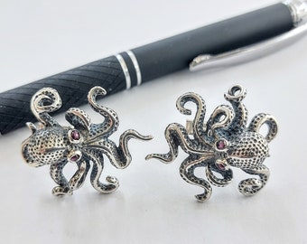 Mens octopus cufflinks in sterling silver 925