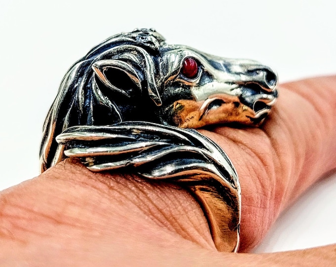 Horse Ring in sterling silver 925, Equestrian Jewelry