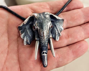 Elephant head necklace in sterling silver 925, African animal jewellery