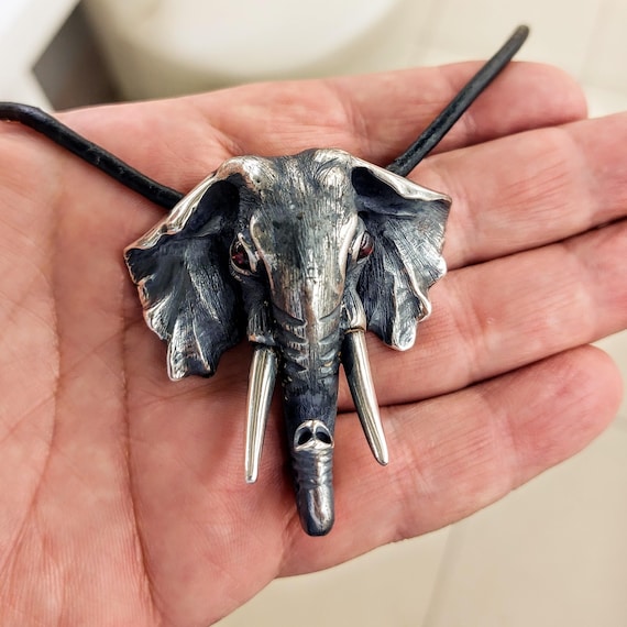 Elephant head necklace in sterling silver 925, African animal jewellery