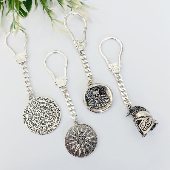 Sterling silver keychain with Ancient Greek theme