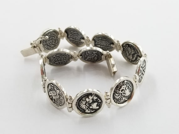 Coin Bracelet With Ancient Greek Replicas in Sterling Silver 925