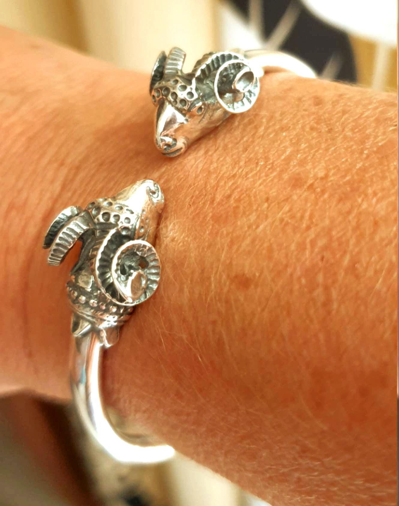 Silver rams head bracelet hot sale