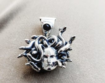 Sterling Silver  Medusa Pendant, Greek Mythical creature
