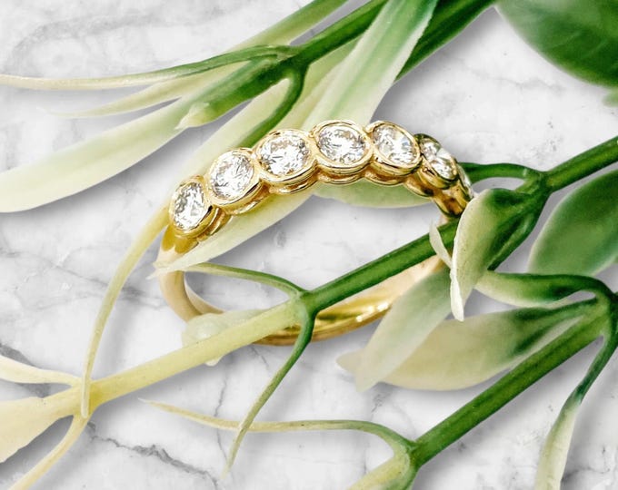 Seven stone eternity ring with lab grown diamonds in 14K gold