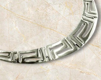 Greek key necklace in sterling silver 925, Greek meander, silver necklace