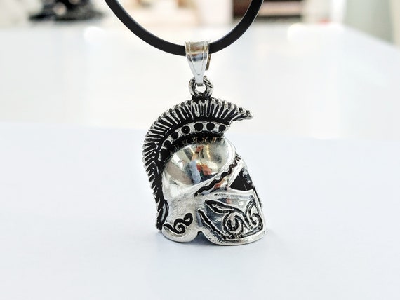 Sterling silver war helmet, Spartan warrior jewellery
