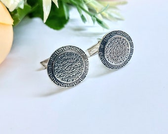 Disc of Phaestos Cufflinks in Sterling Silver 925