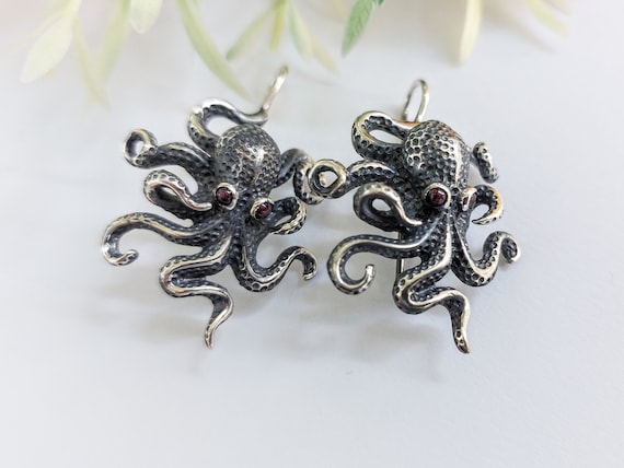 Baby Octopus Earrings in Sterling Silver 925 Etsy UK