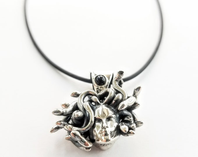 Sterling Silver 925 Medusa Pendant, Greek Mythology Jewelry, mythical creature necklace