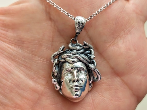 Medusa Necklace Greek Mythology Sterling Silver Pendant 