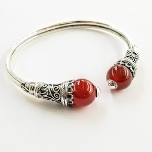 Carnelian bracelet in Sterling Silver 925, byzantine style bracelet, silver bracelet
