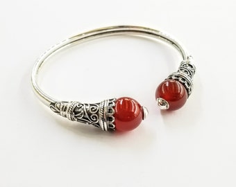 Carnelian bracelet in Sterling Silver 925, byzantine style bracelet, silver bracelet