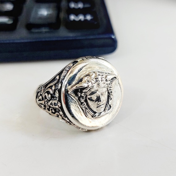 Medusa ring, sterling silver 925,  Greek Mythology jewelry, signet ring for him, gorgon accessory