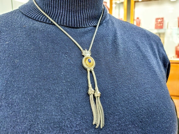 Lapis Lazuli Mini Tassel Necklace Gold-plated Sterling Silver Adjustable Length Lapis Lazuli Mini Tassel Necklace Gold-plated Sterling Silver Adjustable Length