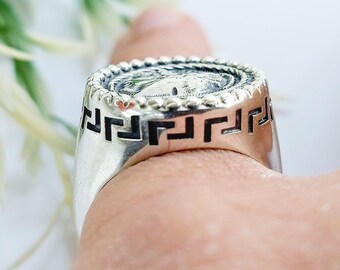 Bague Chevalière Déesse Athéna En Argent 925, Taille 6, Mythologie Grecque - Neuf Sans Emballage, Fait Main En Grèce
