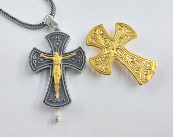 Double sided Relic Cross in Sterling Silver 925 with K18 gold plating