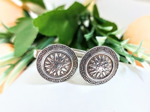 Star of Vergina cufflinks in sterling silver 925, Macedonian emblem