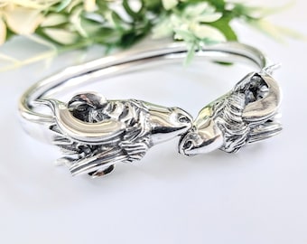 Sterling Silver ram bracelet with long horned heads
