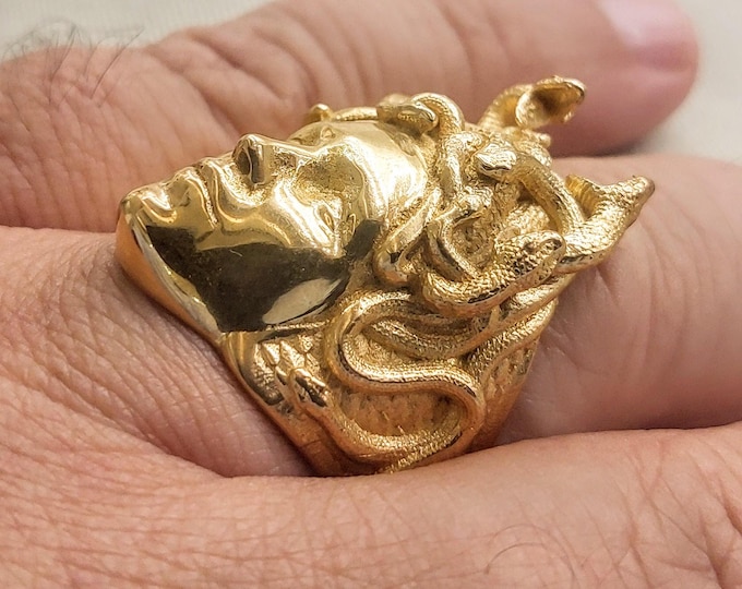 Medusa ring gold-plated sterling silver 925