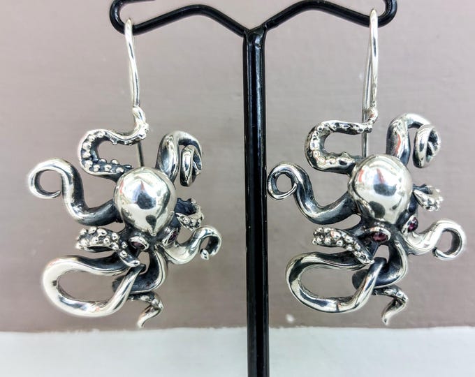 Octopus earrings in sterling silver 925, octopus jewelry, octopus gift, silver earrings