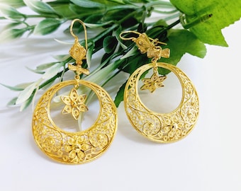 Filigree earrings in sterling silver 925 with 24k gold plating.