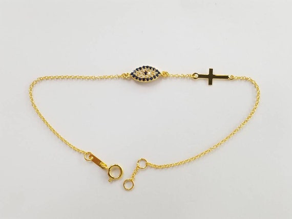 Solid gold shop evil eye bracelet