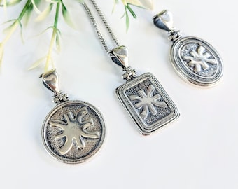 Sterling Silver Delphic Epsilon Pendant, Ancient Greek Symbol Necklace, Handmade Greek Jewelry