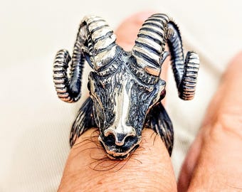 Ram ring in sterling silver 925.