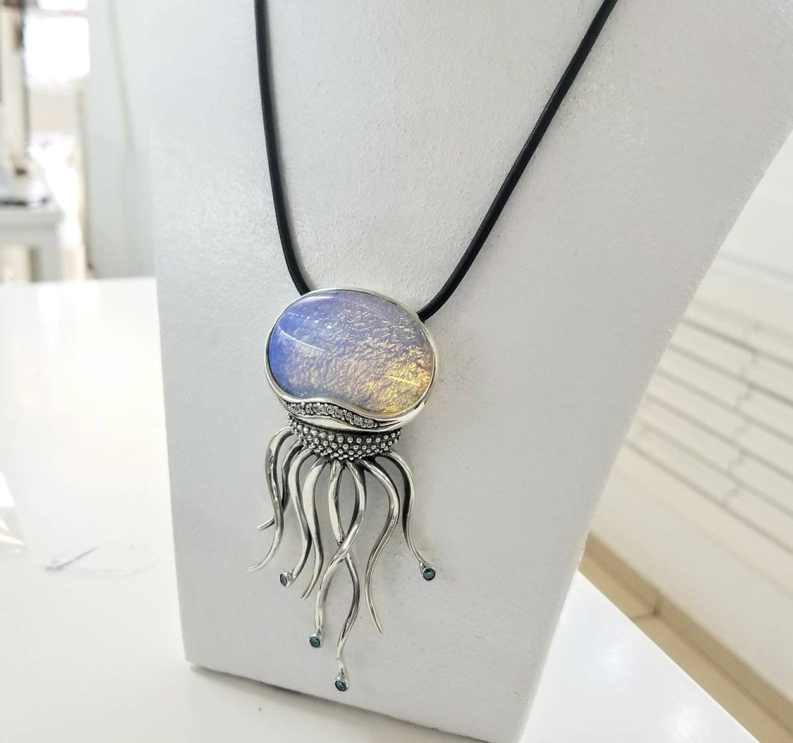 Jellyfish necklace in handmade solid silver 925. Etsy