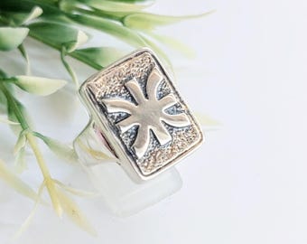 Sterling Silver Delphic Epsilon Signet Ring, Ancient Greek Symbol Jewelry, Apollo Temple Emblem