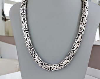 Extra Thick Byzantine Chain Necklace – Heavy Sterling Silver Chain for Men, Luxury Statement Jewelry