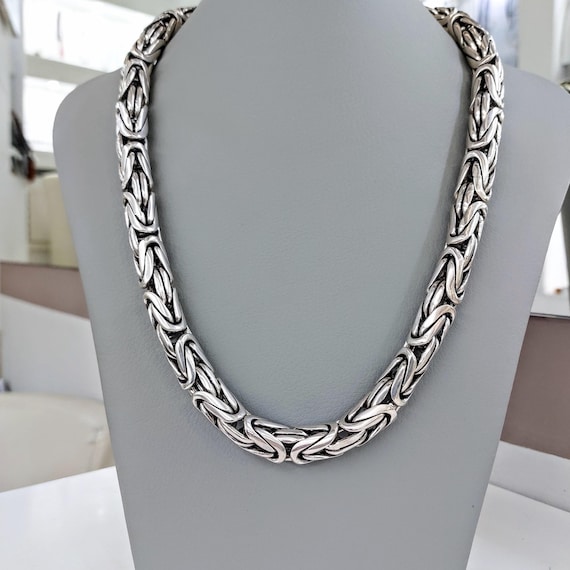 Extra Thick Byzantine Chain Necklace – Heavy Sterling Silver Chain for Men, Luxury Statement Jewelry