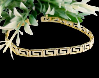 14K Gold Greek Key Bracelet, with perforated and handmade Meander Design