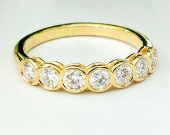 Seven-Stone Eternity Ring with Lab-Grown Diamonds – Half Eternity Band in 14K Gold, Wedding / Anniversary Ring, Ethical Fine Jewelry Gift