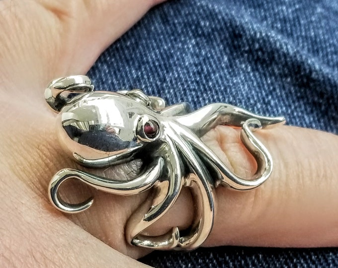 Chic octopus ring in sterling silver 925, ocean inspired ring, nautical jewelry