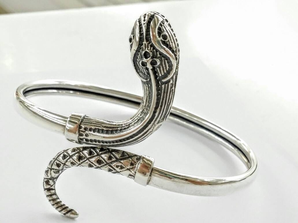 Snake Cuff Bracelet – 925 Sterling Silver and Gold Plated - GREEK ROOTS